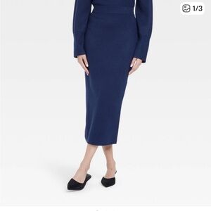 NWOT A New Day Women's Blue Sweater Midi Skirt